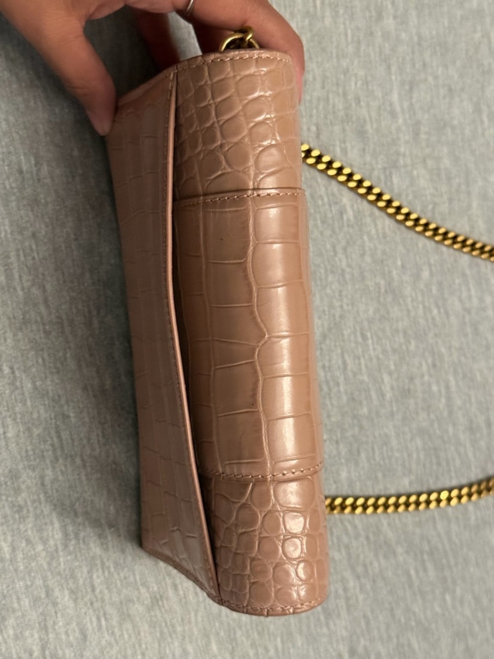 Balenciaga Blush Croc-Embossed B Clutch - Picture 10 of 11